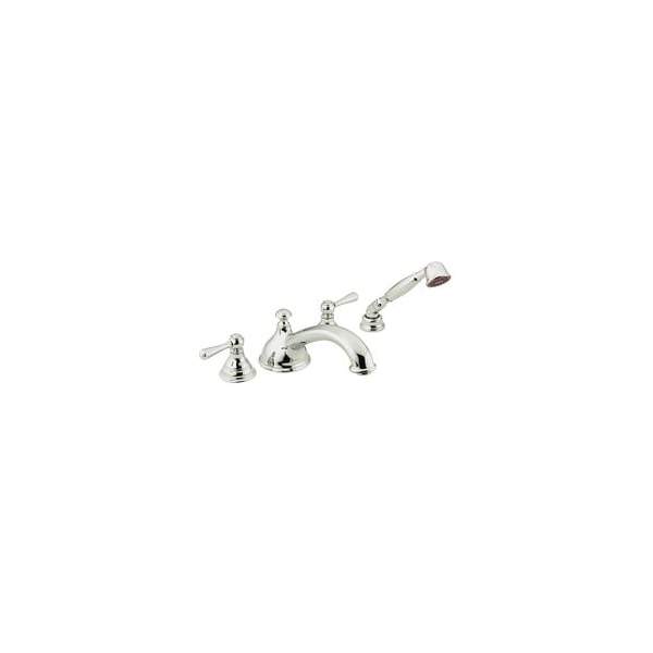 Chrome Two-Handle Roman Tub Faucet Includes Hand Shower